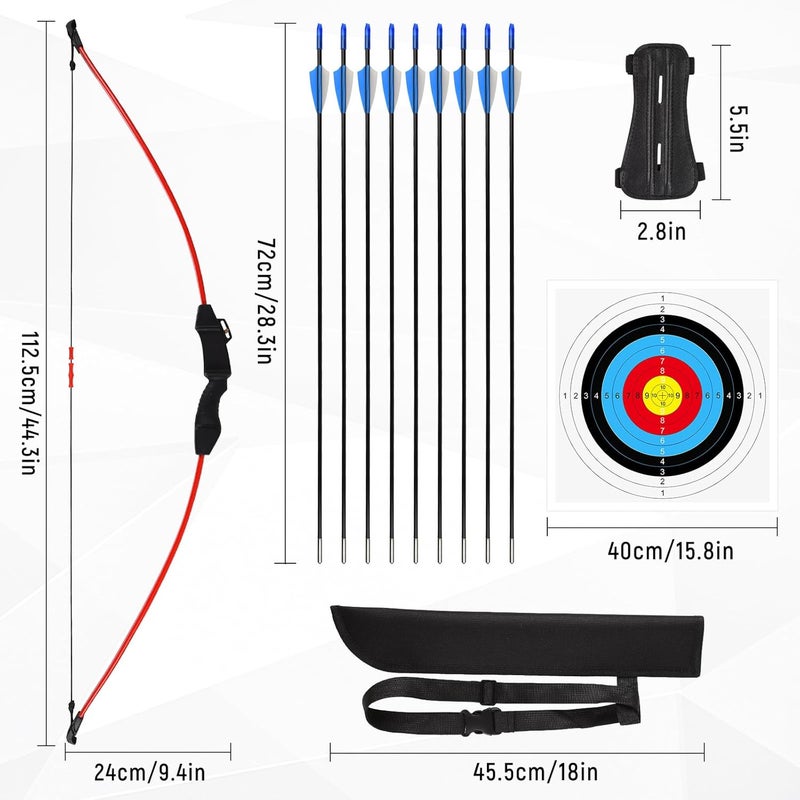DAUPAN 45" Bow and Arrow Set for Kids 8-12 & Teens, Youth Archery Set - Beginner Longbow Toy for Indoor & Outdoor Practice - Ideal Gift for Birthday, Christmas, Halloween - Image 2